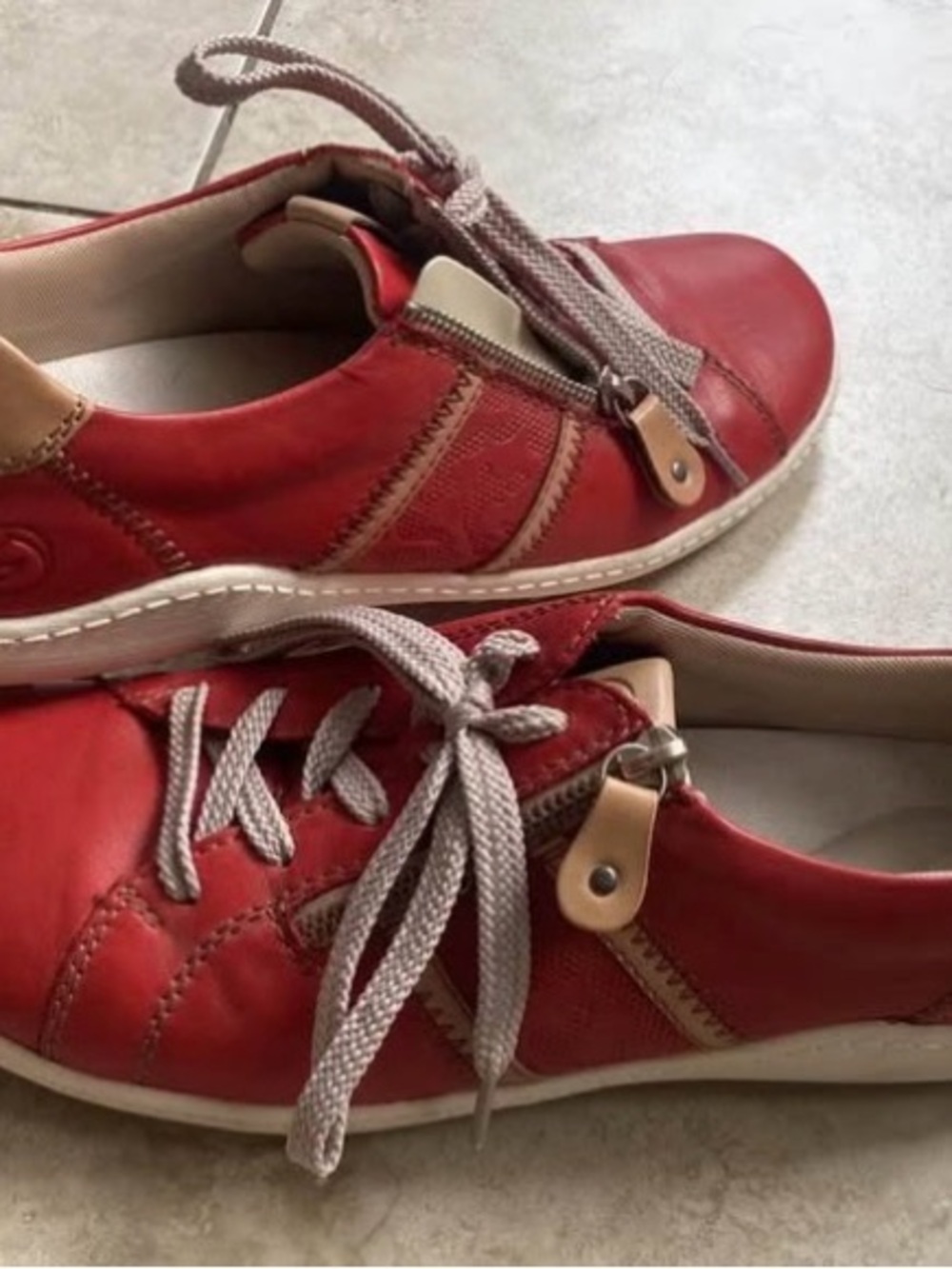 Remonte designer Red Leather Casual Slip-On Shoes